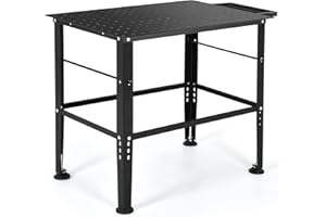 YITAHOME 1320lbs Welding Table, 36" x 24" Welding Workbench Black Carbon Steel Table Top with Storage Tray, 5/8" Fixture Holes, Heavy Duty Weld Table for Garage & Workshop