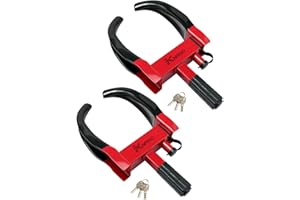 KNFRXO Trailer Security Adjustable Tire Lock 2PK Anti Theft Trailer Wheel Lock for Trailers Car SUV Boat Motorcycle Golf Cart Great Deterrent, 6 Alike Keys