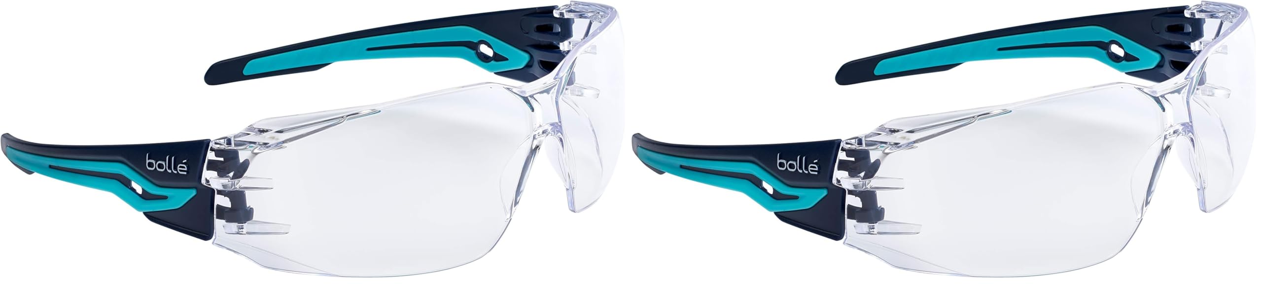 Bollé Silex Clear Lens Safety Glasses, Black (Pack of 2)