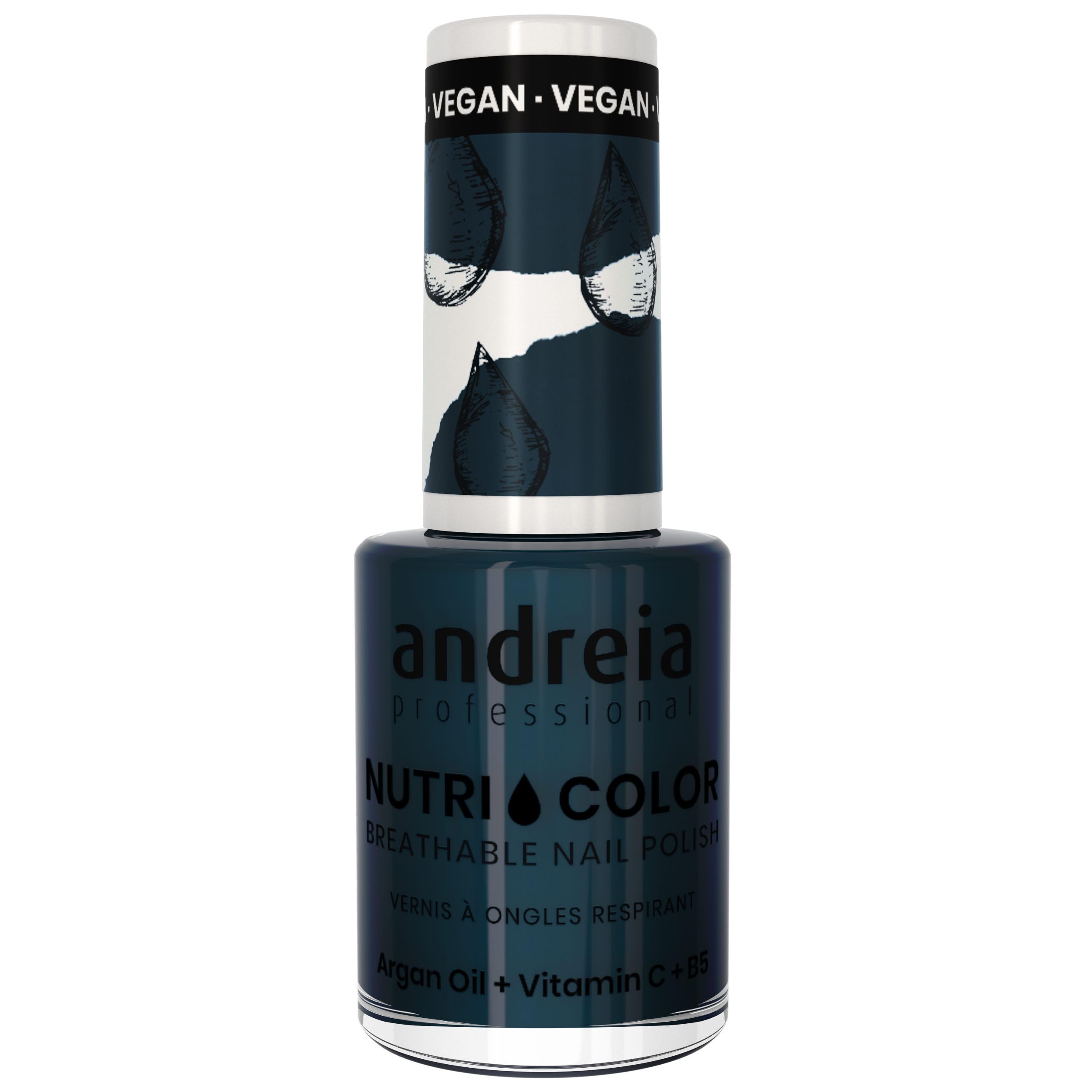 Andreia Professional NutriColor Breathable Nail Polish - Vegan and Cruelty-Free DIY Nail Art Nail Polish with Long Lasting Gloss Finish Colour NC24 Blue Teal 10.5ml