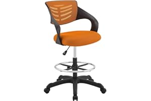 Modway Thrive Drafting Chair - Tall Office Chair for Adjustable Standing Desks in Orange