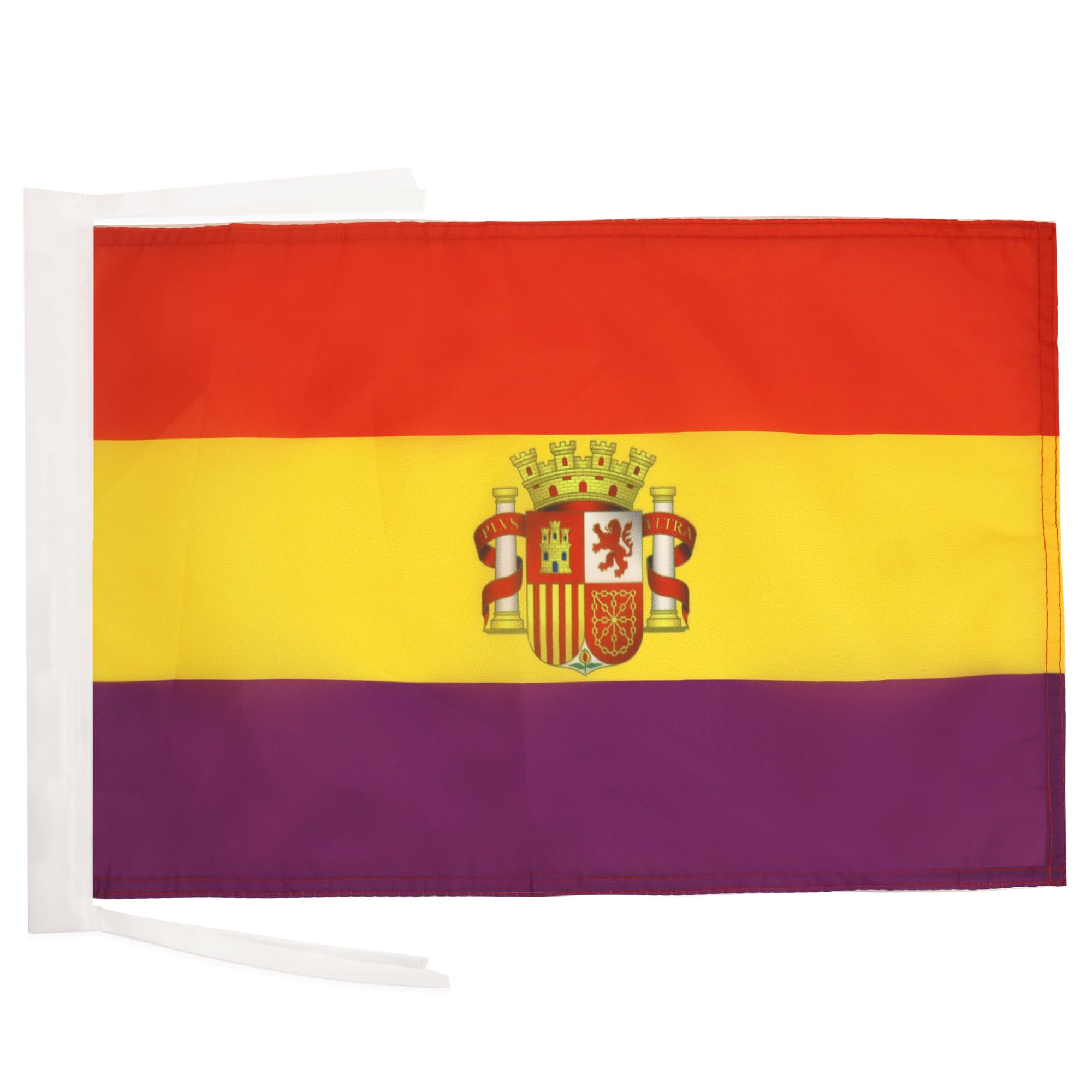 AZ FLAG - Second Spanish Republic Coat of Arms Flag - 18'' x 12'' - 100% Polyester Spain Republican Small Banner with Two Cords - Fade Resistant - Vivid Colors - 18x12 in - 45x30 Cm — image 1