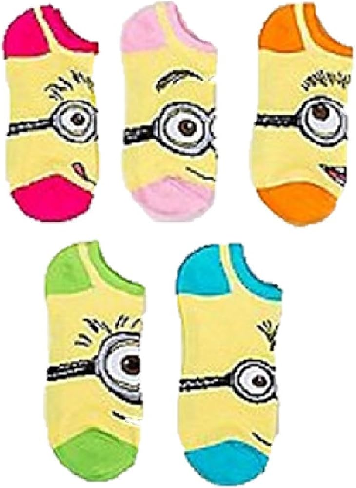 Despicable Me Minion Face Womens No Show Socks 5 Pair