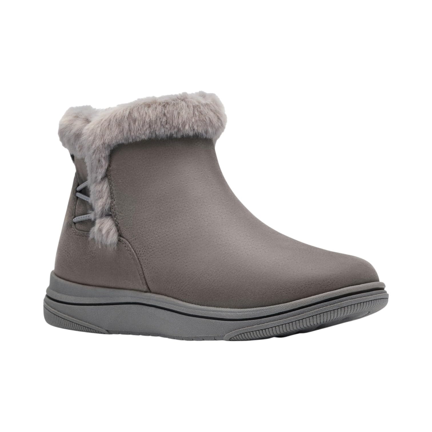 Clarks Women’s Breeze Fur Ankle Boot, Dark Grey, 6
