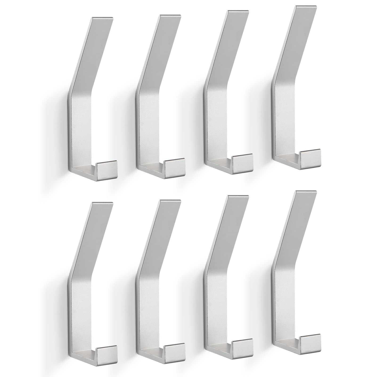 KYOEON Coat Hooks Wall Mounted Coat Hooks Silver Pack of 8 Towel Robe Hooks Wall Hooks for Kitchen, Door, Bathroom, Foyers and Hallways — image 1