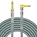 Tisino Guitar Cable 10 ft, 1/4 inch Cable Straight to Right Angle Guitar Cord Instrument Cable for Electric Guitar, Bass, Amp, Keyboard, Mandolin - Green