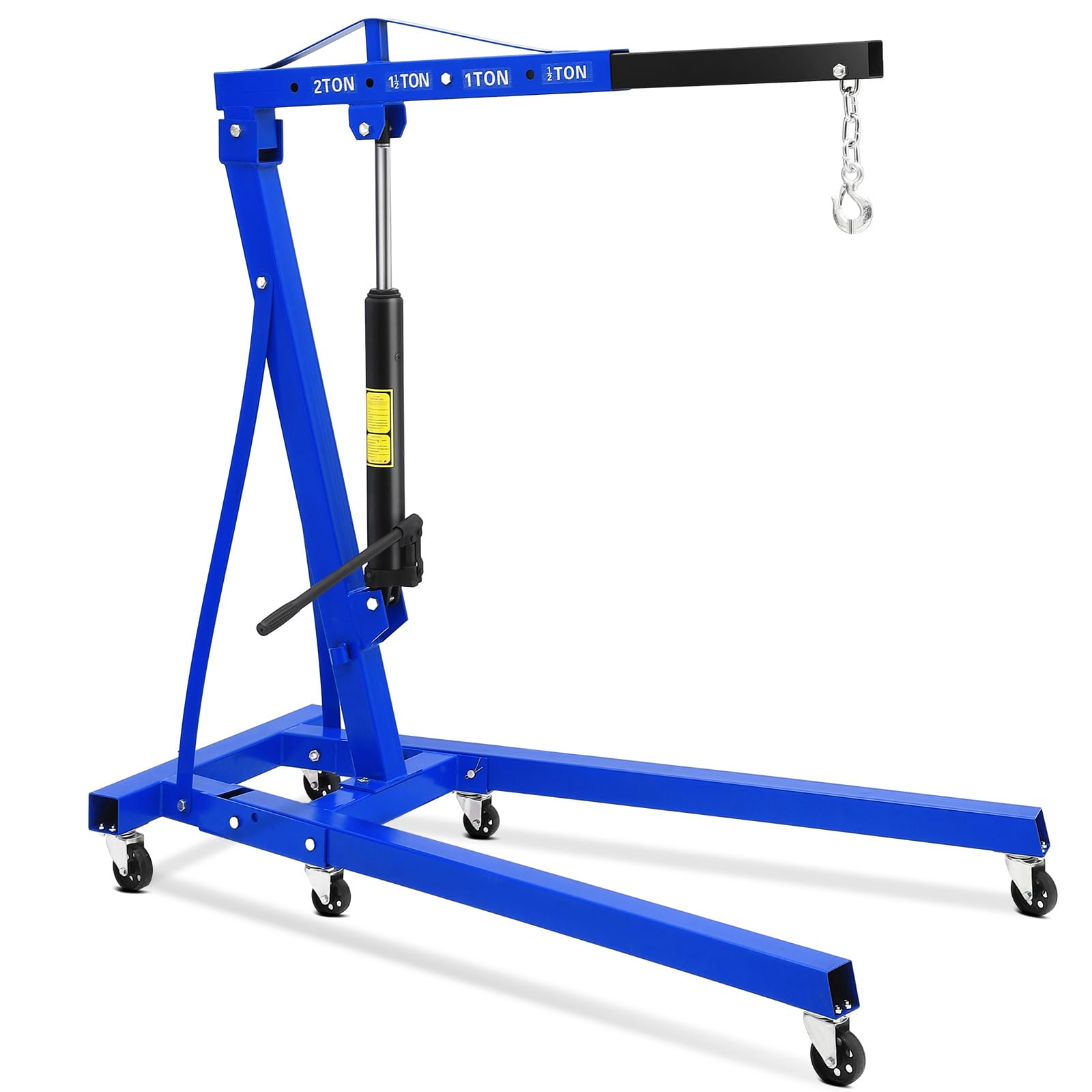 Photo 1 of 2 Ton Engine Hoist, 4400 LBS Heavy Duty Folding Hydraulic Cherry Picker Engine Crane with 6 Swivel Casters & Telescopic Boom Hitch for Garage, Workshop, Factory, Ports & Warehouses