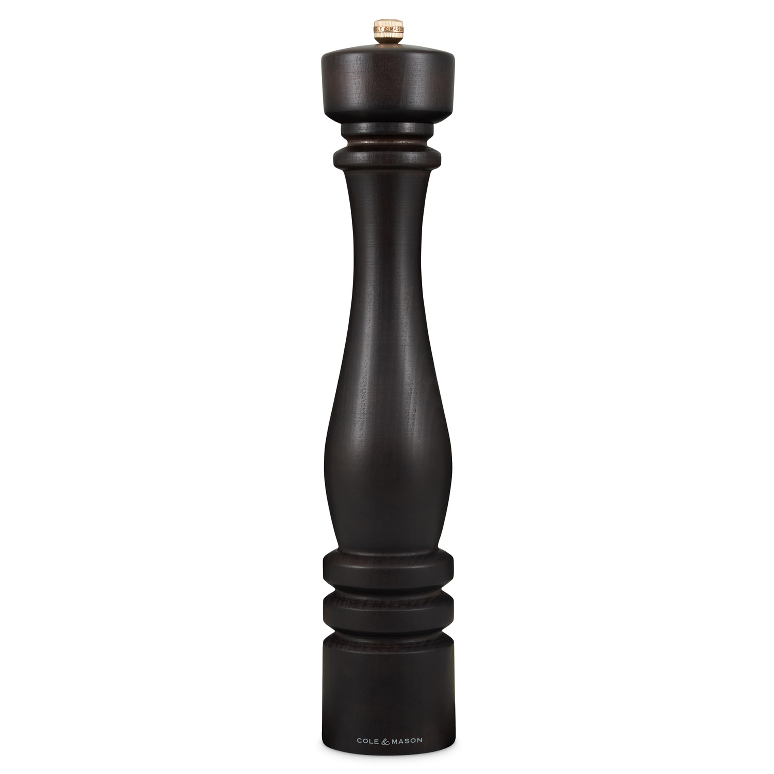 Cole & Mason London Chocolate Wood Pepper Mill, Precision+ Carbon Mechanism, Pepper Grinder with Adjustable Grind, Beech Wood, 400mm, Seasoning Mill, Lifetime Mechanism Guarantee