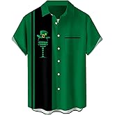 YBHUO Men's St Patrick's Day Shirt Shamrock Print Bowling Short Sleeve Hawaiian Casual Button Down Holiday Shirts