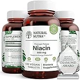 Natural Nutra Time-Release Slow Niacin 500mg (Vitamin B3), Support Energy Production, Promotes Cardiovascular Health, Promotes Skin Health and perceptual Function, 100 Vegan and Vegetarian Tablets