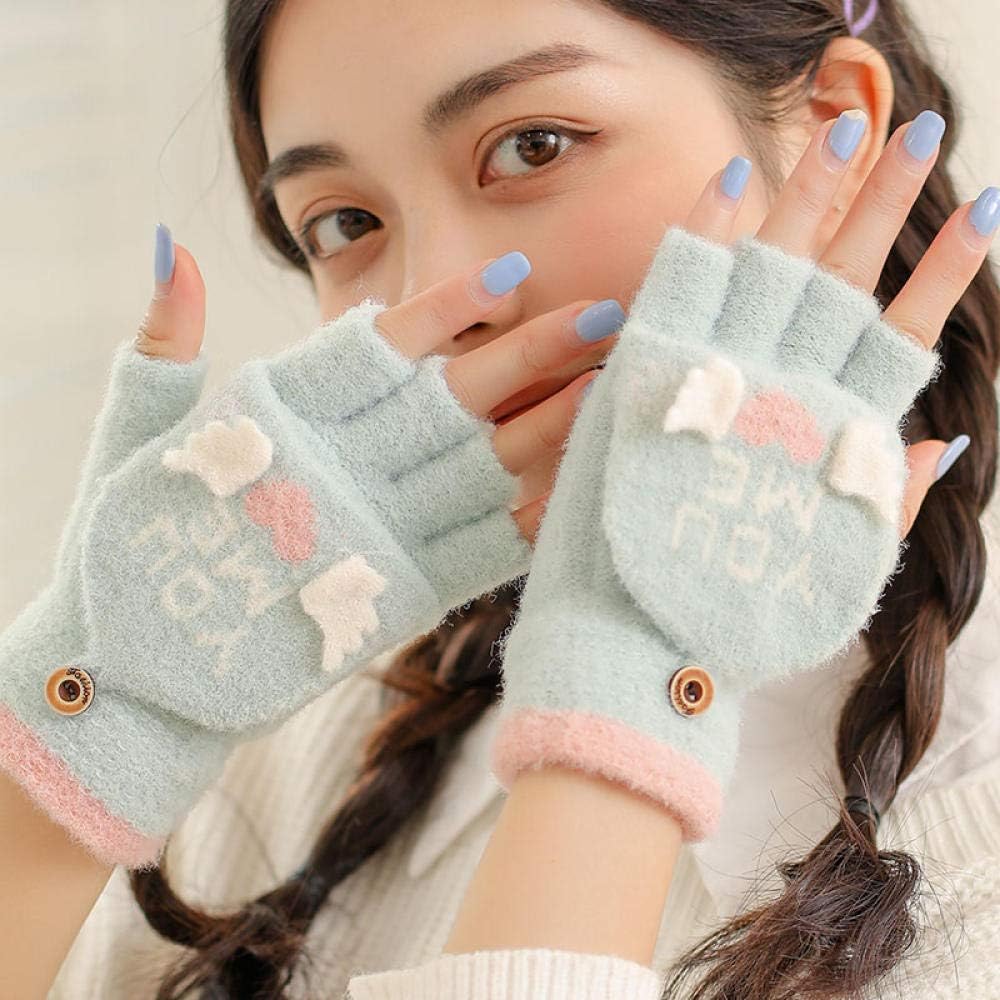 1 pair of gloves female winter cute plus velvet thick warm glovesOne