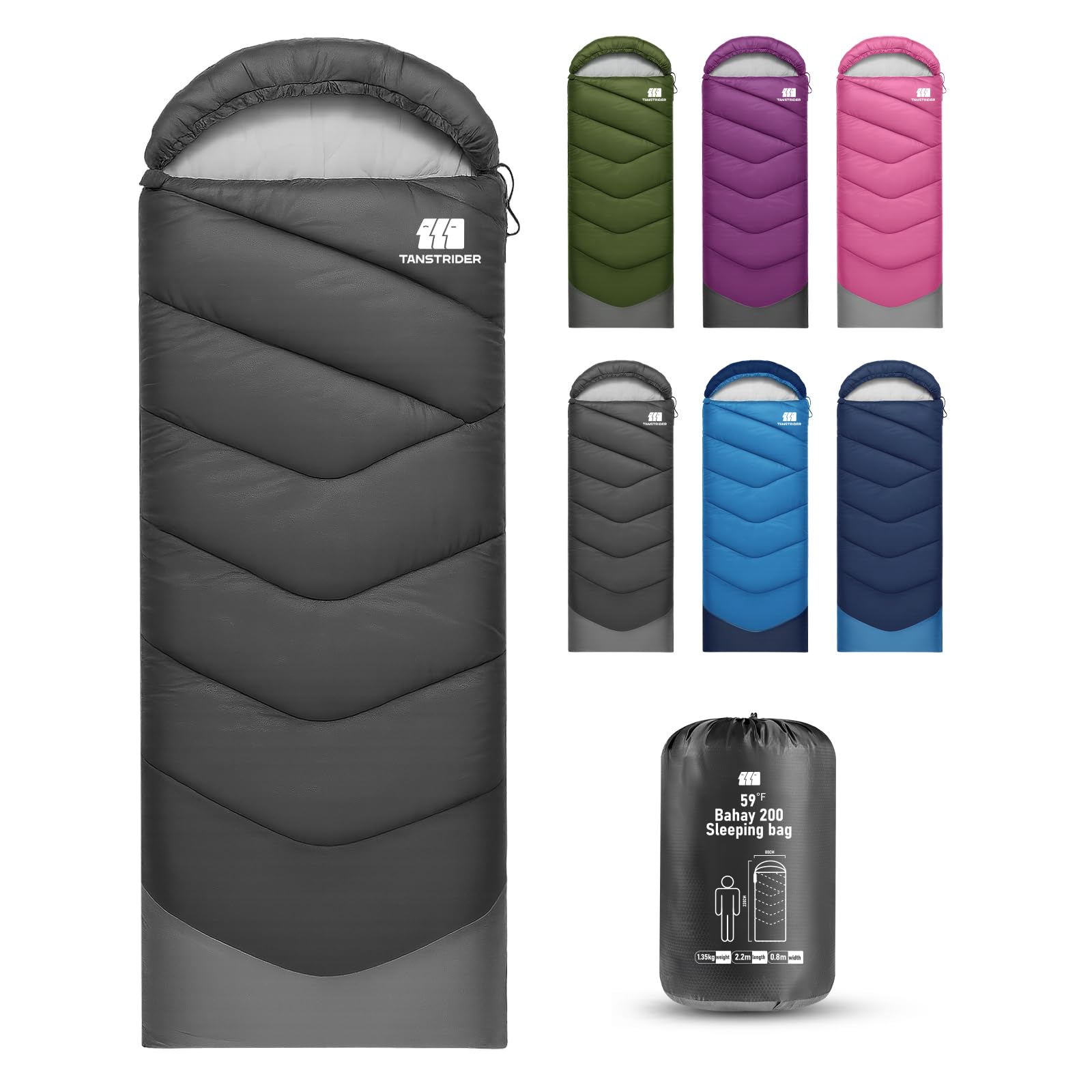 Photo 1 of Sleeping Bags for Adults Warm Weather, 40F Degree Sleeping Bags, Portable, Waterproof, 3lb Lightweight Sleeping Bag for Tall Girls Boys with Compression Sack for Warm Camping, Hiking, Outdoor & Indoor