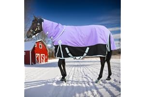 ZRSCHYG Violet Horse Blanket with Neck Cover for Mare | 1600 Denier Windproof | Waterproof Poly Blanket for Horses |(72IN)