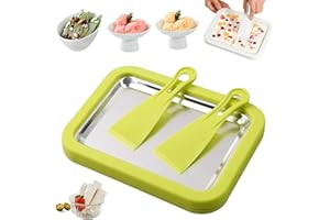 Instant Ice Cream Maker, At-Home Rolled Ice Cream Maker Kit, Instant Freeze Plate with 2 Scrapers, Ice Stir Frying Machine, D