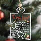 to My Love Puzzle Acrylic Ornament, Romantic Quote Puzzle Piece Hanging Decoration from Wife, Christmas Ornament for Husband, Soulmate Keepsake Hanging YK8