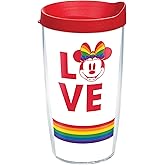 Tervis Disney Minnie Love Made in USA Double Walled Insulated Tumbler Travel Cup Keeps Drinks Cold & Hot, 16oz, Clear