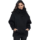 KENAIJING Womens Fleece Hoodie with Scarf Cotton Oversized Pullover Casual Hooded Sweatshirts Sweater Fall Winter Clothes