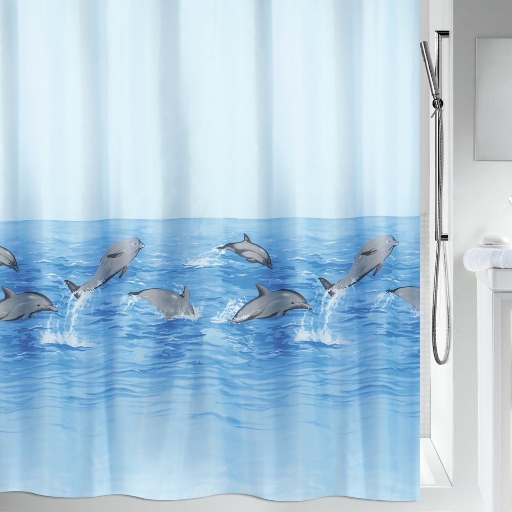 Spirella Nemo Acqua Textile Polyester Shower Curtain, 180 x 200 cm, Blue/Grey/Turquoise