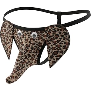 GNFVQLLE Men's G-String Funny Underwear Sexy Elephant Thong Gag Gift | T-Back Mankini, Exotic Apparel, Unique Costumes For Ch