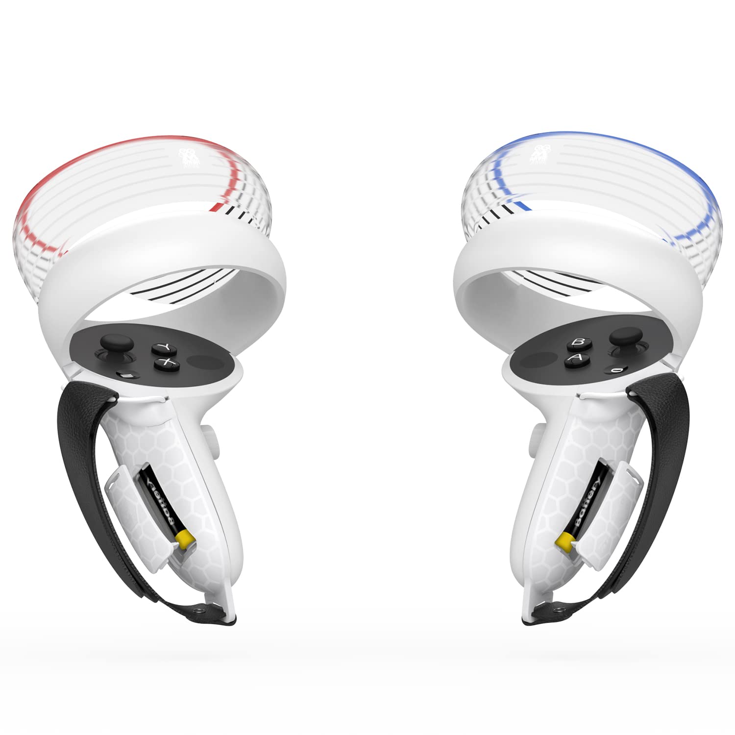 AMVR for Quest 2 Accessories with Halo Protectors, Anti-Throw Hand Strap for Controller Protector with Battery Opening