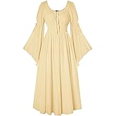 Scarlet Darkness Renaissance Dress for Women Medieval Peasant Dress Long Bell Sleeve Dresses