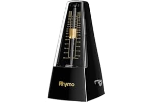RHYMO Mechanical Metronome for Guitar, Piano & Violin, 40-208 BPM with 4 Beat Modes (2/4, 3/4, 4/4, 6/8), Classic Wind-Up Design, Loud Clear Tempo for Beginners, Musical Instrument Accessories, Black