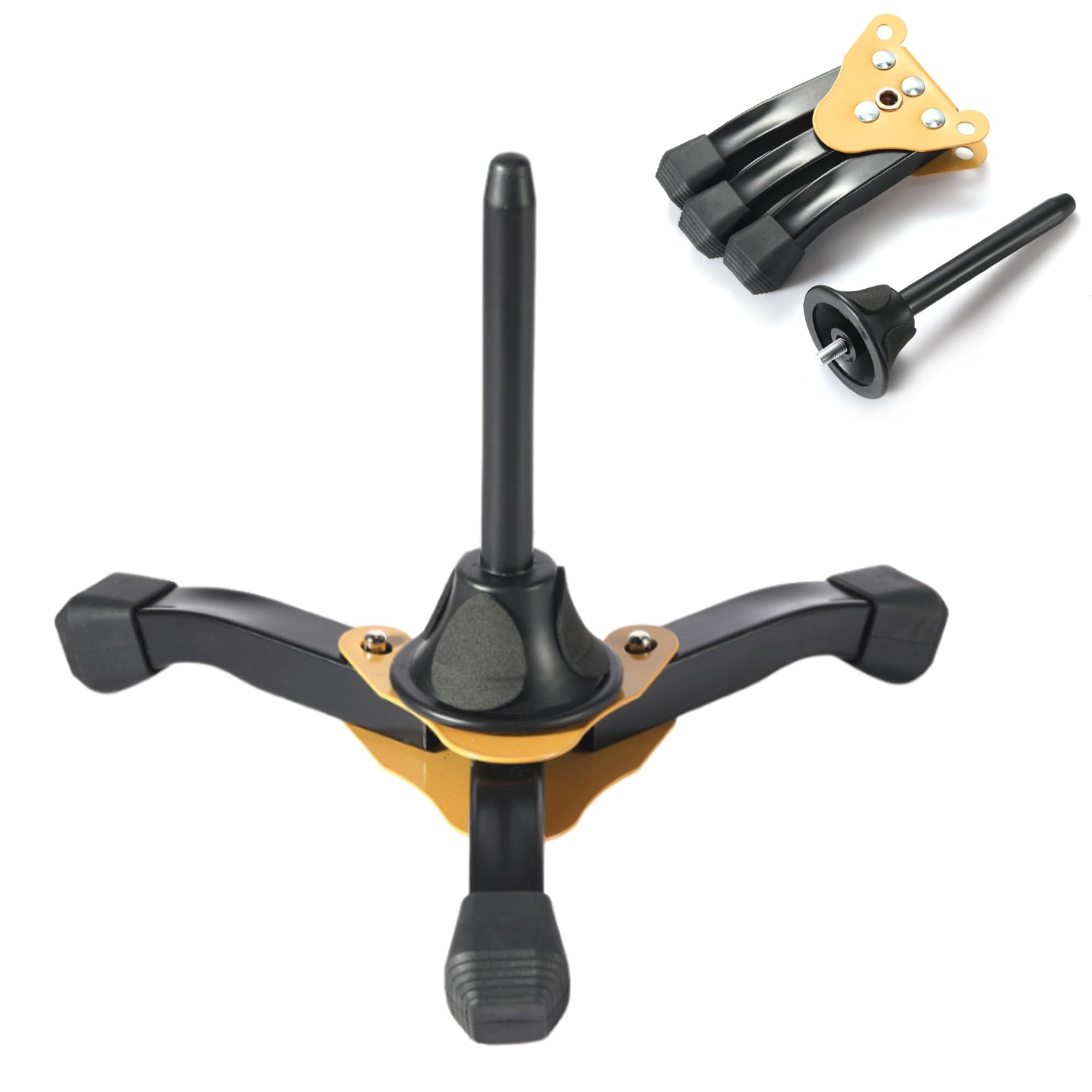 Asdays フルート スタンド クラリネット オーボエ 楽器 折りたたみ 滑り止め コンパクト 軽量 収納 安定 3本 (イエロー)商品画像