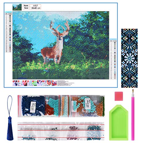 Diamond Painting, Kenting DIY 5D Diamond Painting by Number Kits, Round Full Drill Diamond Embroidery Paintings Pictures DIY Diamond Art for Adults and Kids with DIY Beaded Diamond Painting Bookmark