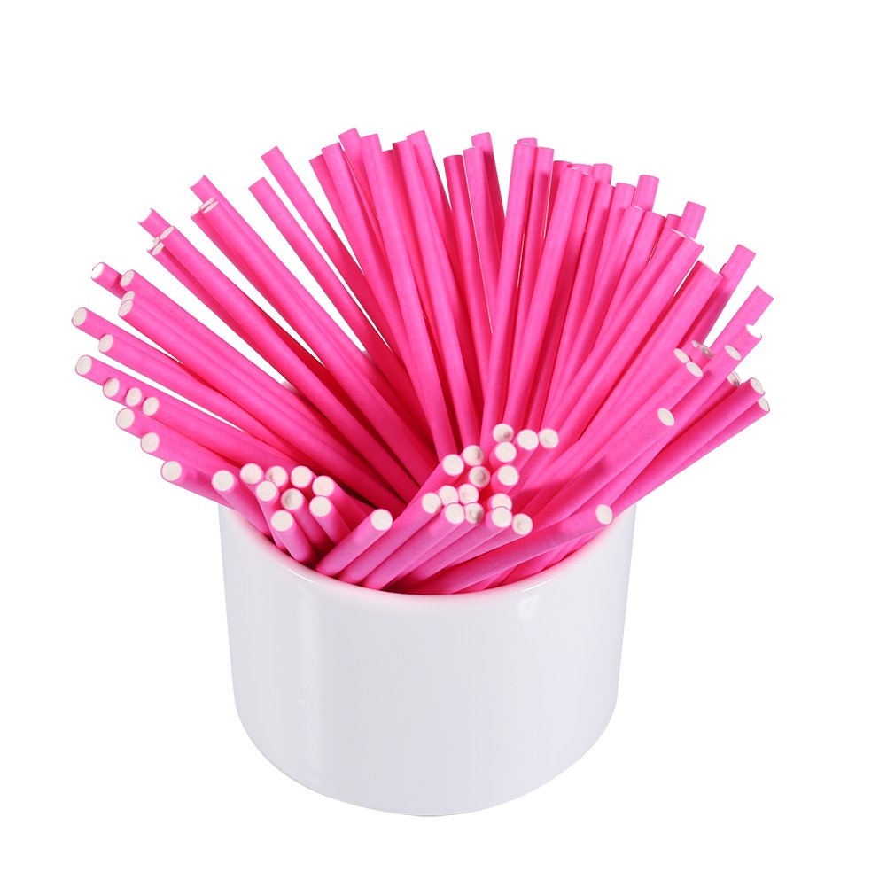 Yctze Lollipop Sticks, 100 Pcs Colorful Lollipop Sticks 10cm Pinkcake Pop Sticks Cake Pop Sticks for Candy Chocolate