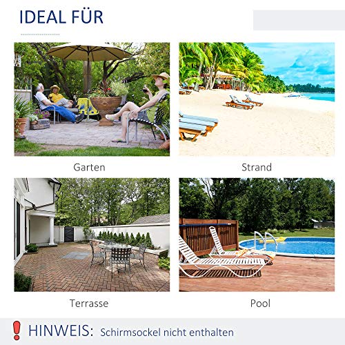 Outsunny Sonnenschirm Gartenschirm Terrassenschirm Gestell Stahl im Freien Blauer Streifen Ø230 x 216 cm – Bild 7