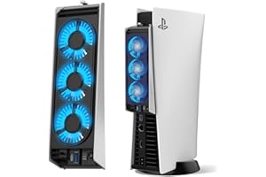 JUSPRO Cooling Fan for PS5 Accessories, Upgraded Quiet Cooler Fan with LED Light for PlayStation 5 Console/PlayStation 5 Digi