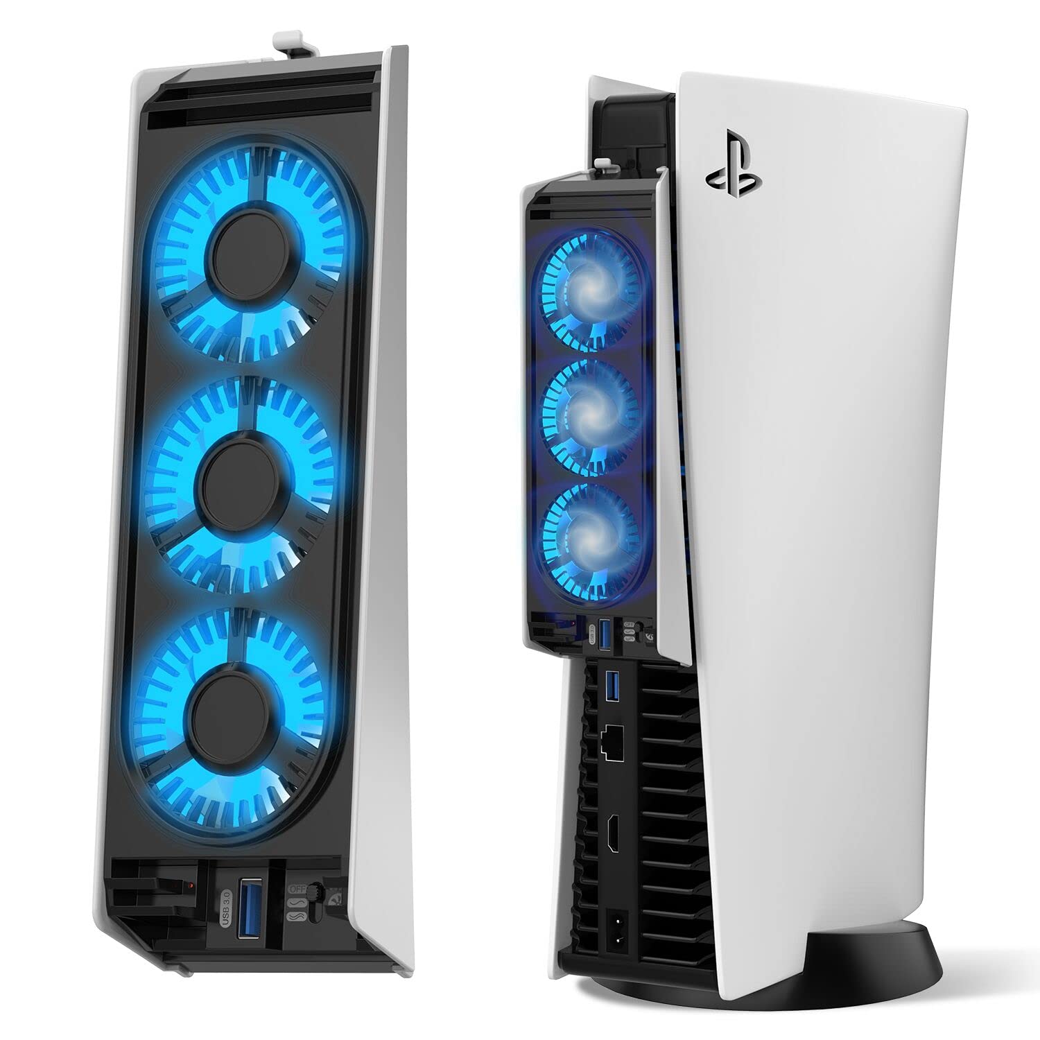 Photo 1 of JUSPRO Cooling Fan for PS5 Accessories, Upgraded Quiet Cooler Fan with LED Light for PlayStation 5 Console/PlayStation 5 Digital Edition & Ultra HD Game Console