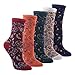 KEAZA Womens Cotton Vintage Geometry Bohemian BOHO Novelty Lace Crew Socks 5-pack WD08C1