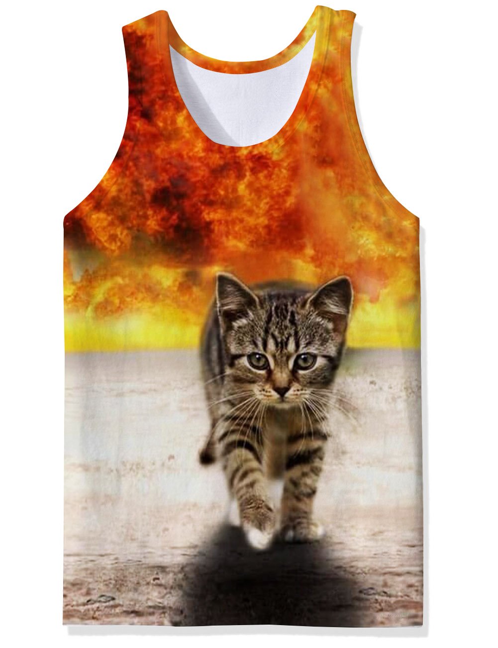 RAISEVERN 3D Gato Impresión Patrón Divertido Realista Gimnasio Camisetas para Hombres Grandes