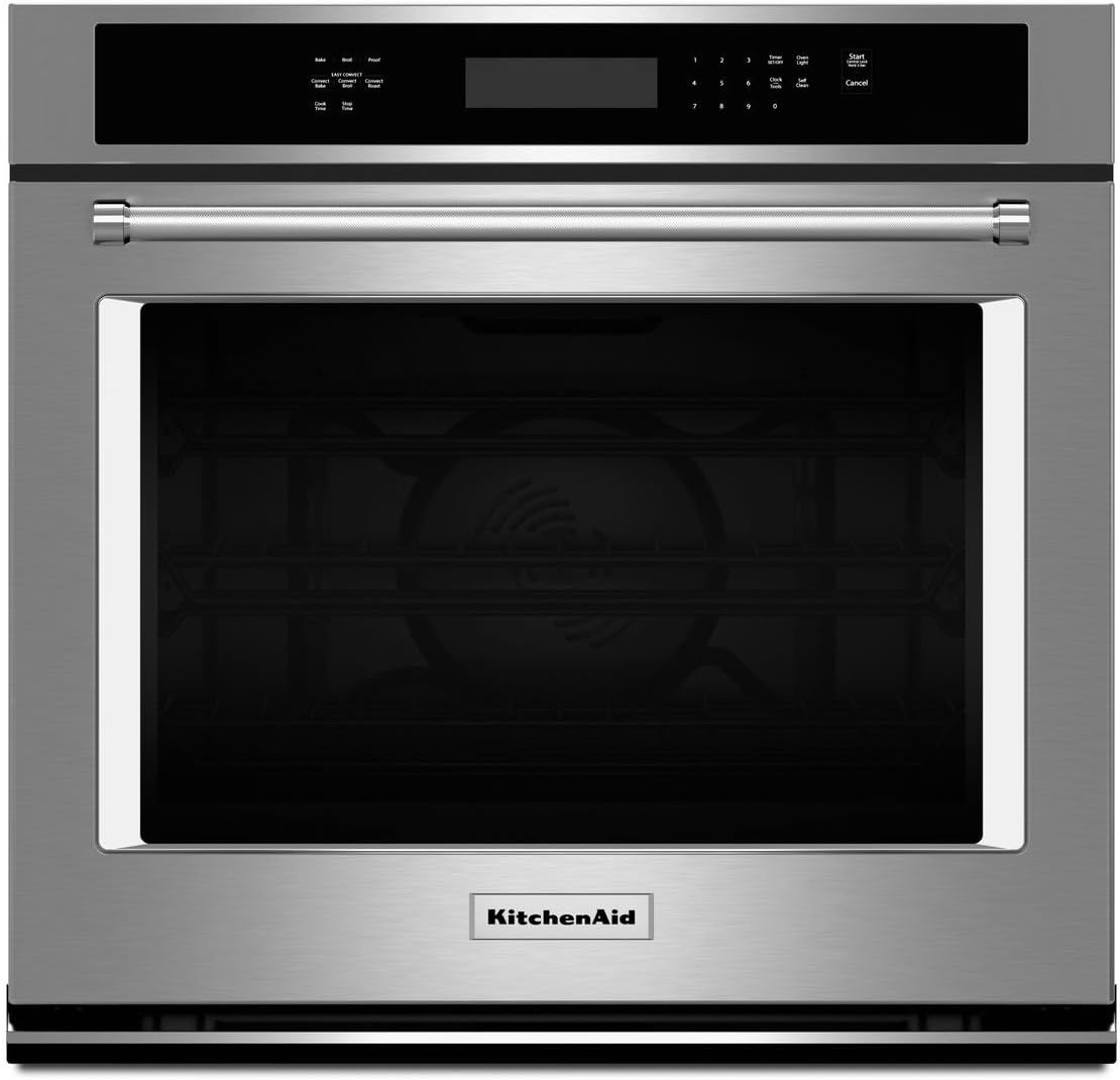 KITCHENAID KOSE507ESS 27" Single Electric Wall Oven with 4.3 cu. ft. Even-Heat True Convection Oven, Glass Touch Controls, Temperature Probe and Self Cleaning Cycle