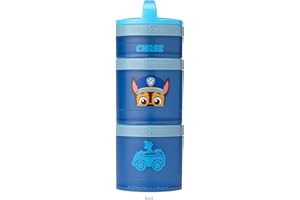 Whiskware Paw Patrol Stackable Snack Containers for Infants, Kids, and Toddlers, Durable Food Storage Containers for Daycare, Car, and Airplane Travel, Dishwasher Safe, Chase
