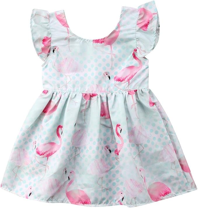 Amazon Co Jp 子供服 女の子 ワンピース フラミンゴ 鳥柄 キッズ ベビー 女児ドレス 結婚式 演奏会 ピアノ お出かけ 通園 通学 90 服 ファッション小物