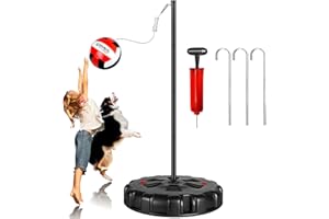 SPOYNAL Portable Tetherball Set with Tetherball Ball, Rope and Pole, Tether Ball and Rope with Heavy Duty Poles and Sturdy Base for Kids and Adults Outdoor Backyard Lawn Beach Game