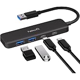 Dual USB C USB A 3.0 Hub: USB Hub 4 Ports with 2* USB-C 3.0 and 2* USB-A 3.0, Ultra Slim Portable USB Splitter Adapter for Laptop, PS4, Flash Drive, HDD, Xbox, Printer, Mouse, Keyboard, Computer