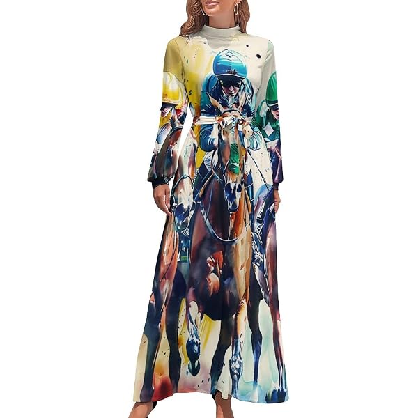Amazon.com: TEERMLLQWA Equestrian Race Women's Maxi Dress Summer Casual  Loose Elegant Long Dress : Clothing, Shoes & Jewelry