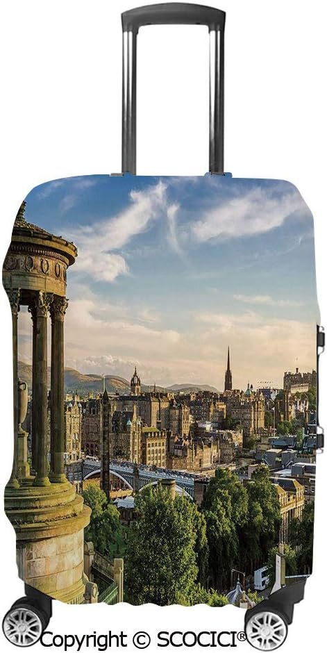 SCOCICI Edinburgh Town Aerial View of Historical Buildings Heritage Panorama Art Luggage Case Protective Baggage Suitcase Cover for 19"-32" Luggage