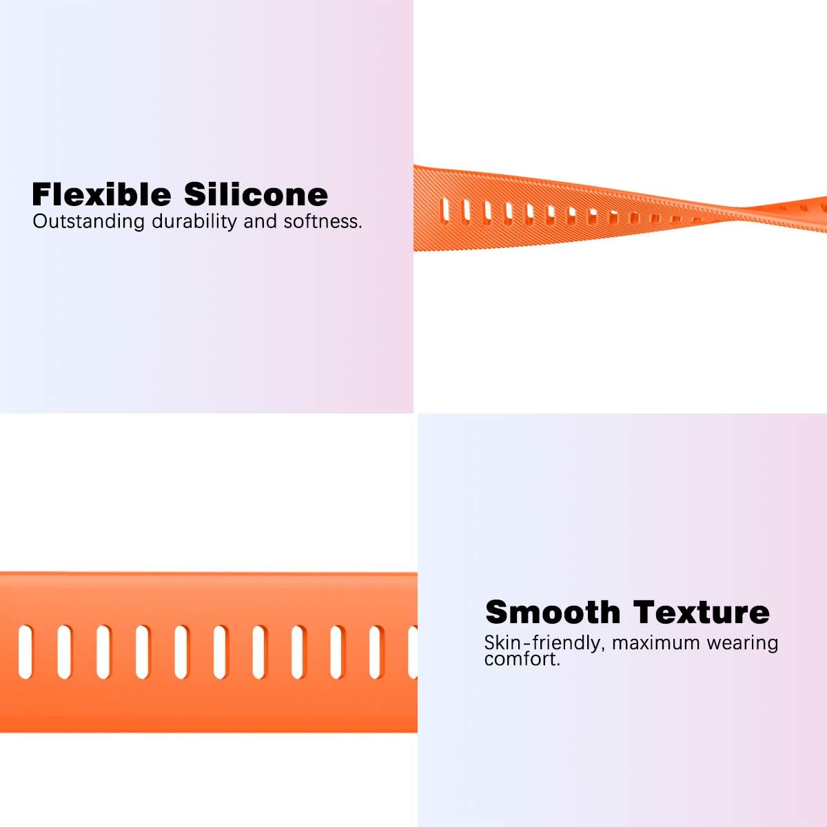 MoKo Strap Compatible with Garmin Forerunner 45/Swim 2, Silicone Replacement Band for Watch Orange, Medium - Image 4