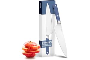 Misen Ultimate 8 Inch Chef's Knife - Pro Kitchen Knife - High Carbon Japanese Stainless Steel - Hybrid German and Japanese style blade - Craftsmanship for Culinary Enthusiasts, 8 in - Blue