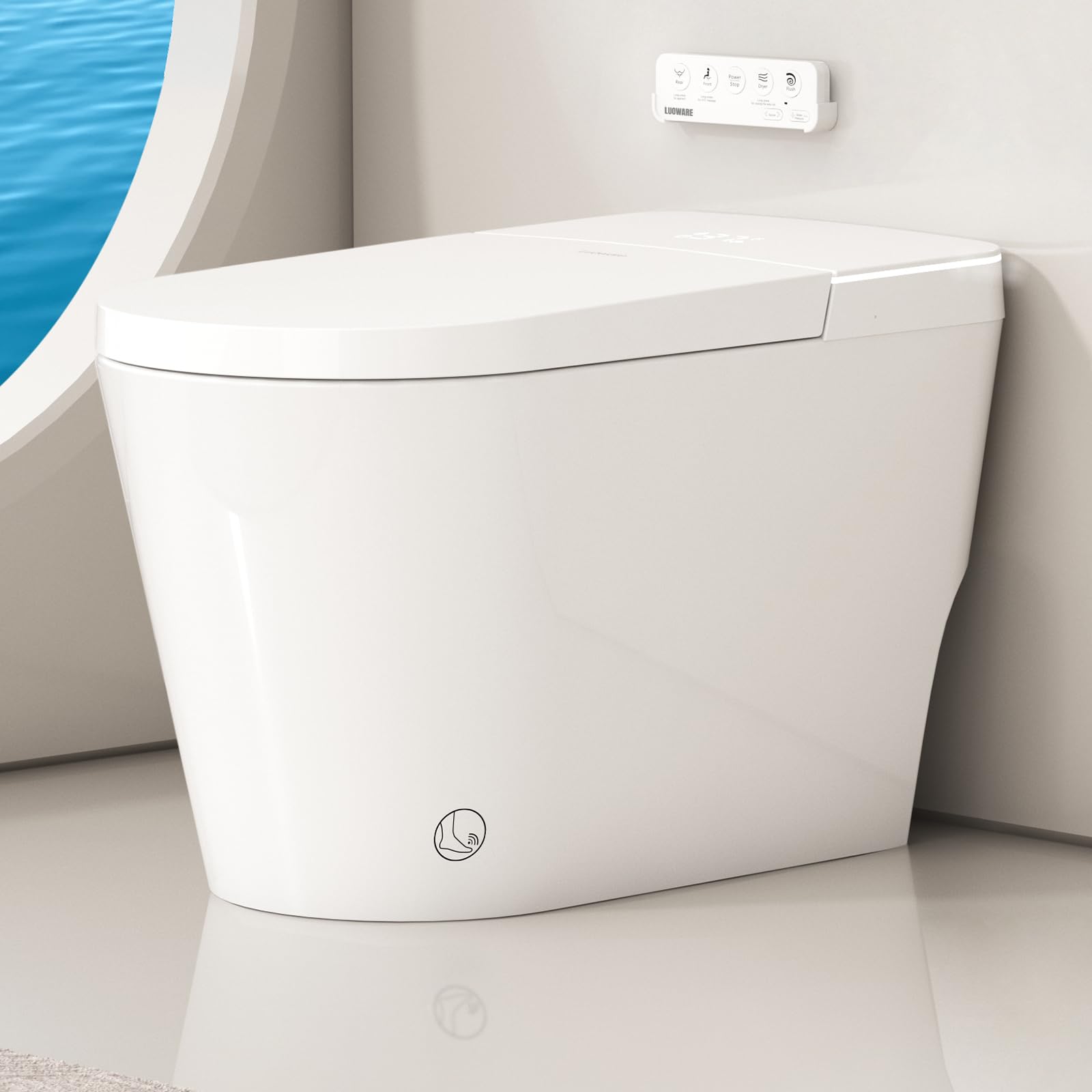 Photo 1 of Luoware Smart Toilet with Bidet Built in, Luxury One Piece Elongated Bidet Toilet with Auto Close & Flush, Foot Sensor to Open/Close/Flush, Heated Seat, Massage Wash, Night Light, Remote Control