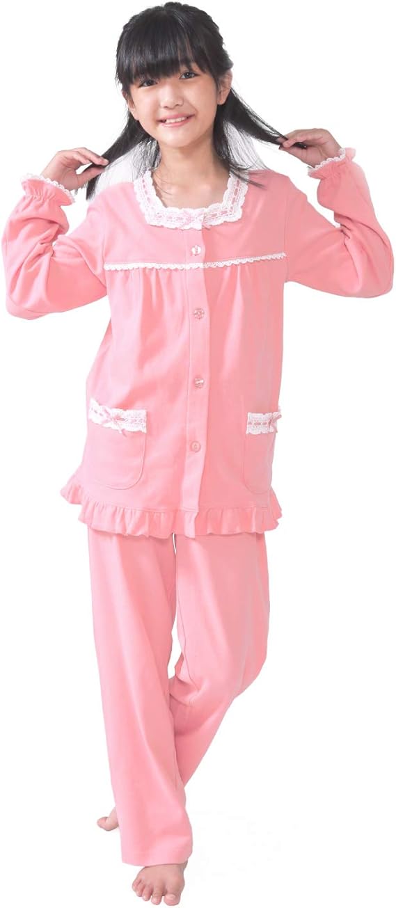Amazon Nishiki ニシキ パジャマ キッズ 女の子 長袖 綿100 肌に優しい 伸縮 保温 前開き キッズ 子ども ガールズ 女児 春 秋 ルームウェア 上下セット 長ズボン 部屋着 スムース 130cm 140cm 150cm パジャマ 通販