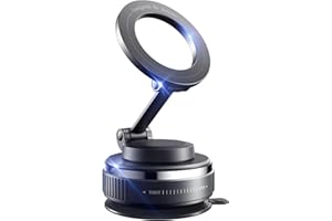 Boowe Car Phone Holder Magnetic, 360° Adjustable Vacuum Suction Cup Car Mount, Strong Magnet for Dashboard Windshield, for iP