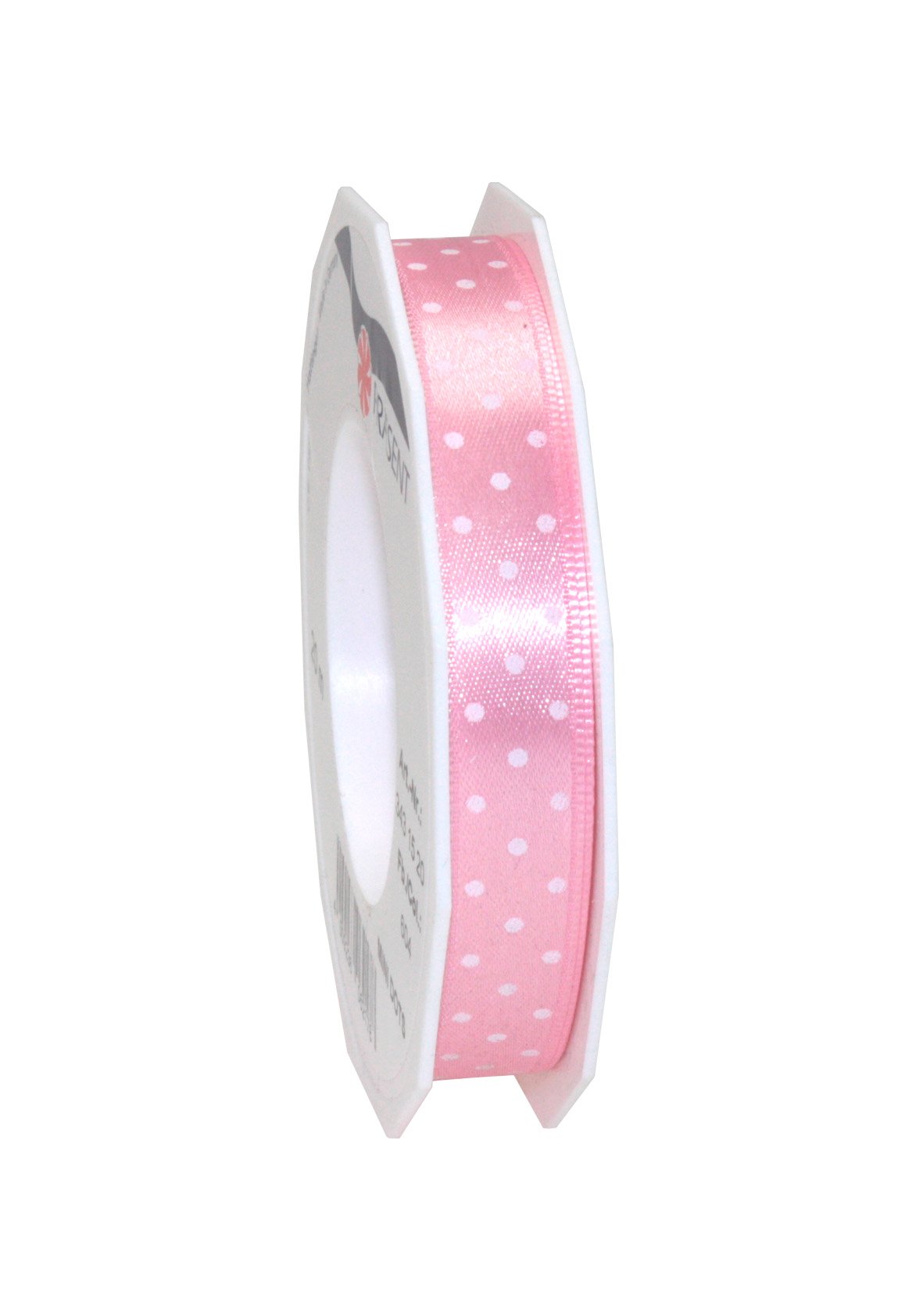 C.E. Pattberg Präsent - Mini Dots Printed Satin Ribbon Light Pink 15 mm width, 20 m length — image 1