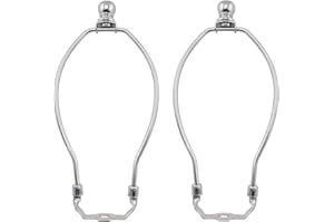 OZXNO 2-pack 6 Inch Lamp Shade Harp Holder Horn Frame Bracket with Light Base and Ball Finial DIY Lighting Replacement Accessories for Table/Floor Lamps (Sliver)