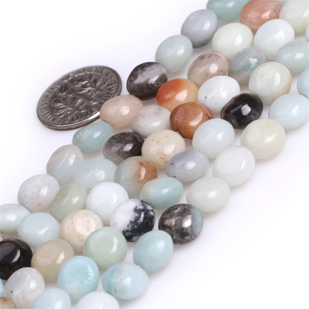 SHGbeads 8mm Amazonite Semi Precious Gemstone Coin Loose Beads for Jewellery Making DIY Handmade Craft Supplies 15"