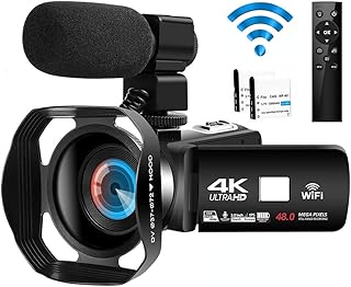 Videokamera Camcorder 4K Ultra HD 48MP WiFi Videokamera für YouTube 3,0 Zoll Touchscreen Nachtsicht Videokamera 4K Camcorder mit Externem Mikrofon